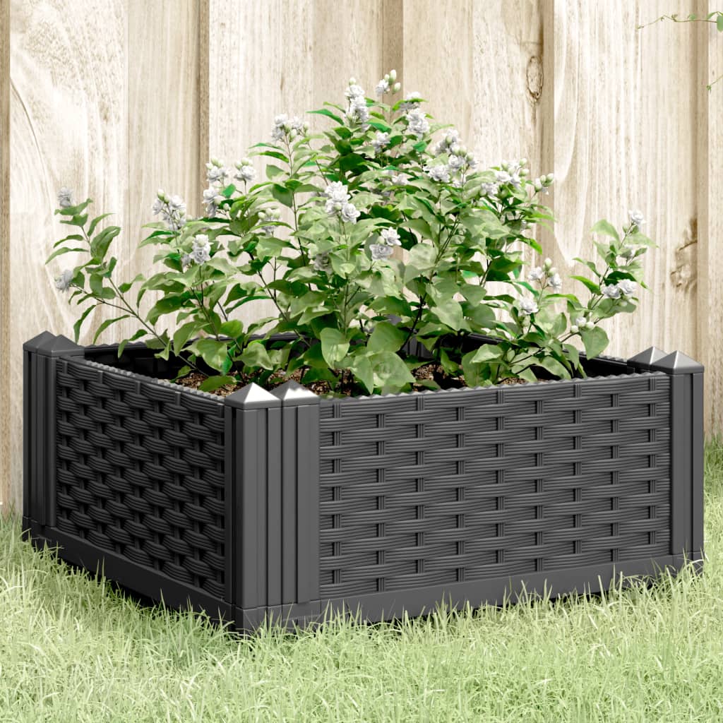 Fioriera Da Giardino Con Picchetti Nera Pp