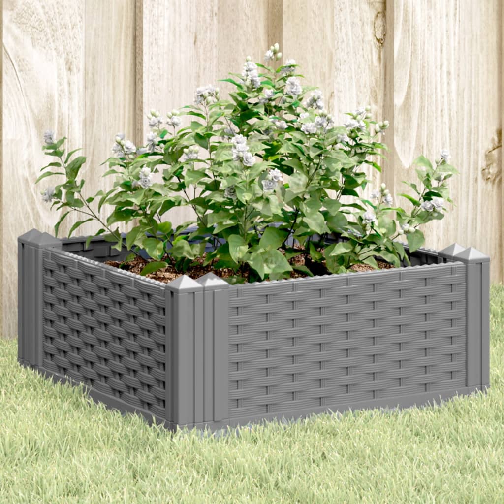 Fioriera Da Giardino Con Picchetti Nera Pp