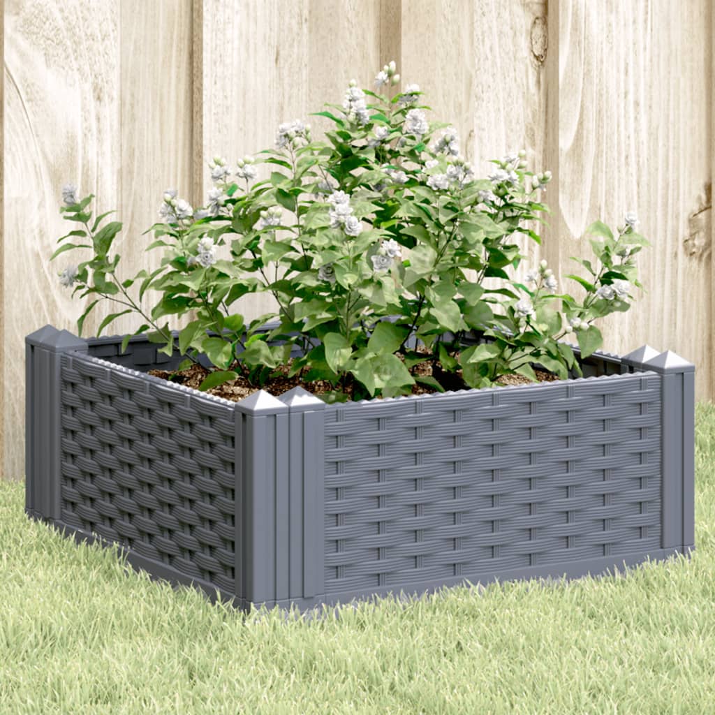 Fioriera Da Giardino Con Picchetti Nera Pp