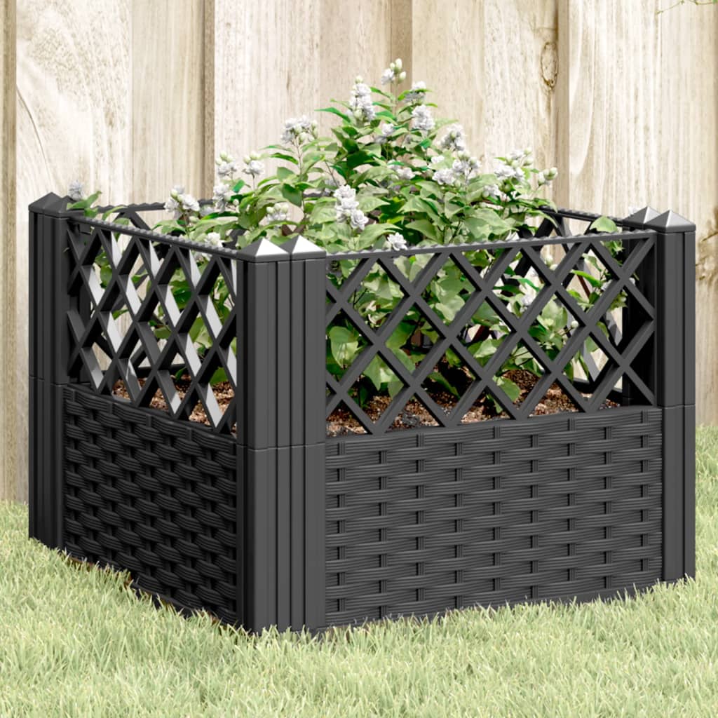 Fioriera Da Giardino Con Picchetti Nera Pp
