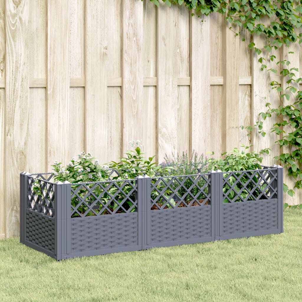 Fioriera Da Giardino Con Picchetti Nera Pp