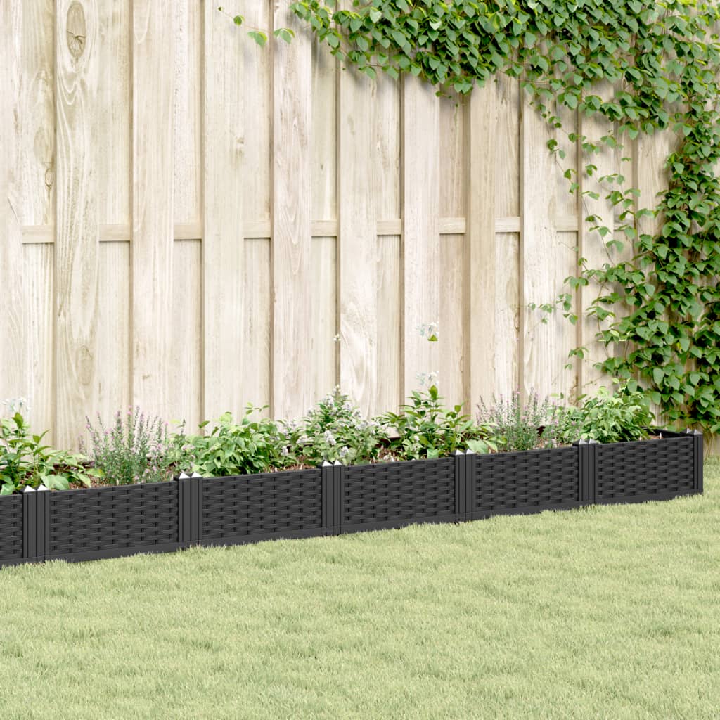 Fioriera Da Giardino Con Picchetti Nera Pp