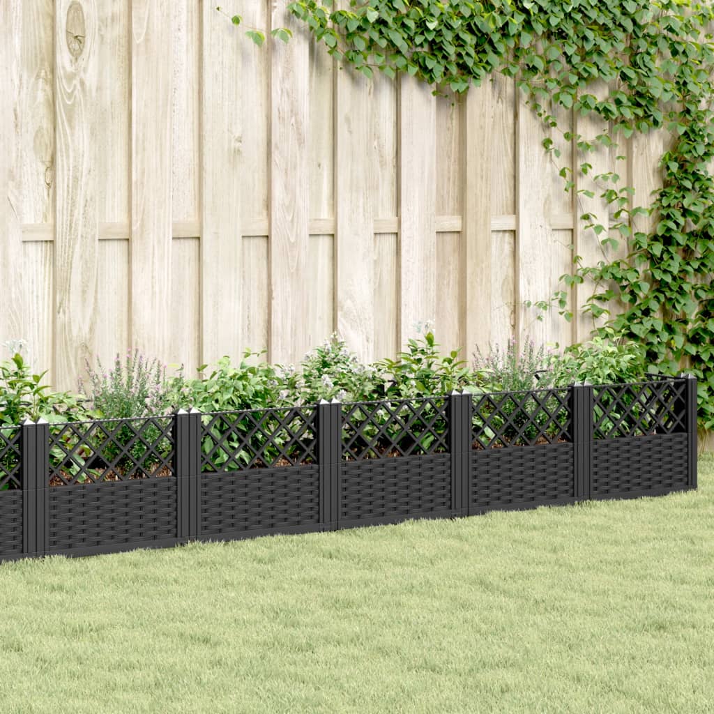 Fioriera Da Giardino Con Picchetti Nera Pp