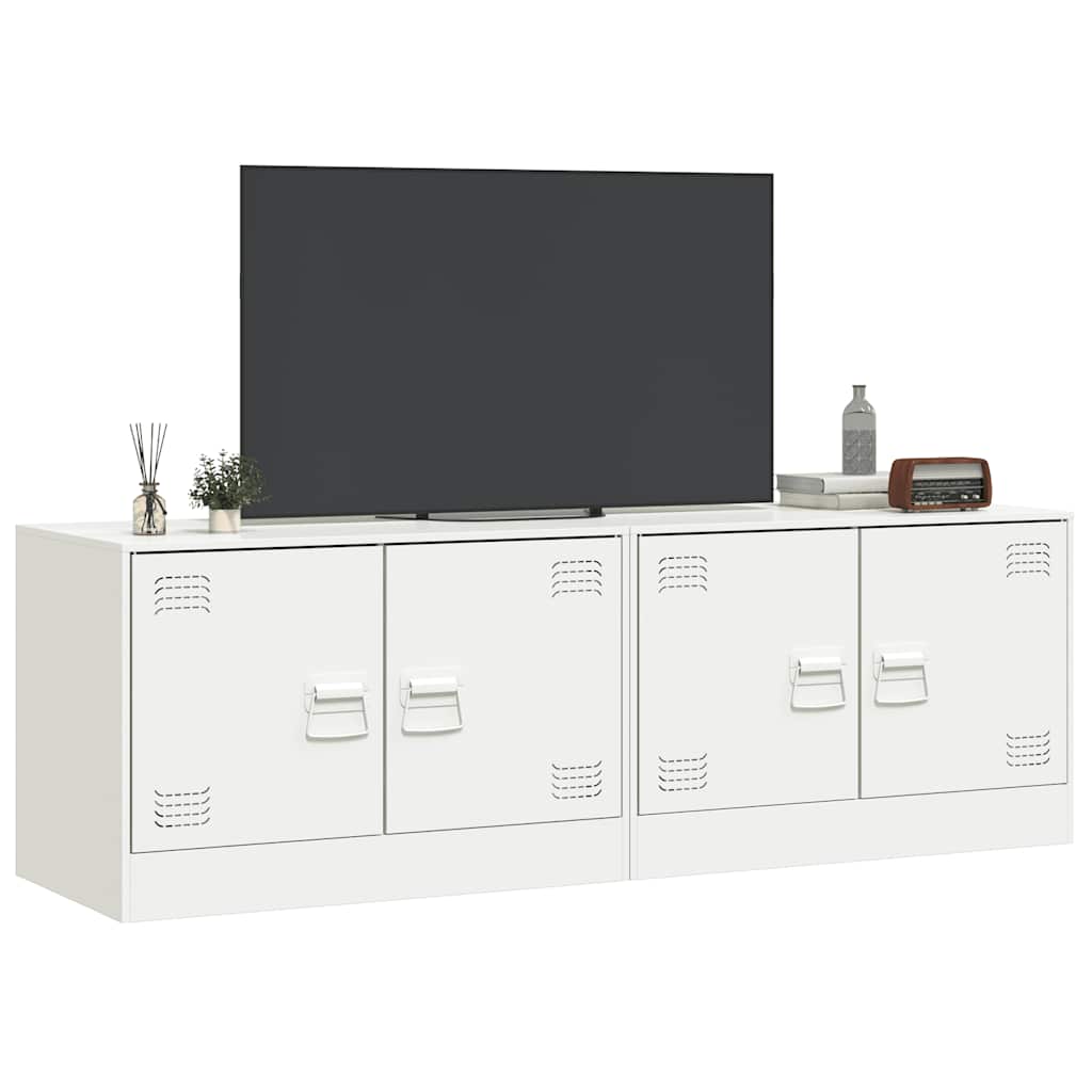 Mobili Tv 2 Pz Bianchi 67X39X44 Cm In Acciaio