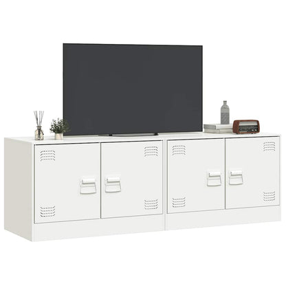 Mobili Tv 2 Pz Bianchi 67X39X44 Cm In Acciaio