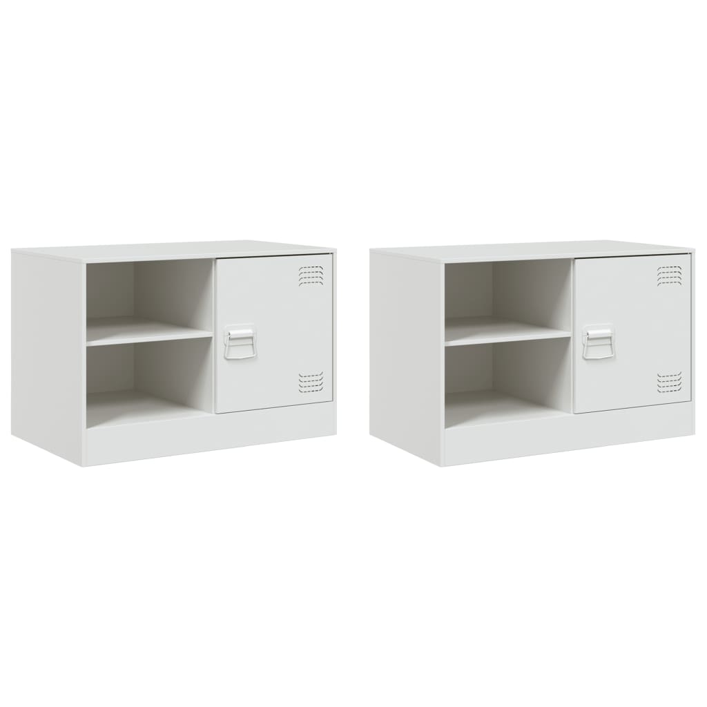 Mobili Tv 2 Pz Bianchi 67X39X44 Cm In Acciaio