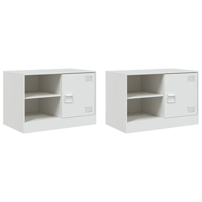 Mobili Tv 2 Pz Bianchi 67X39X44 Cm In Acciaio