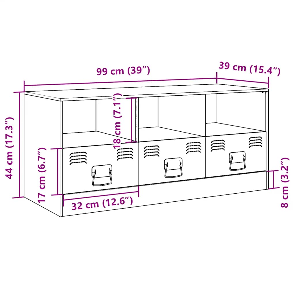 Mobile Porta Tv 99X39X44 Cm In Acciaio