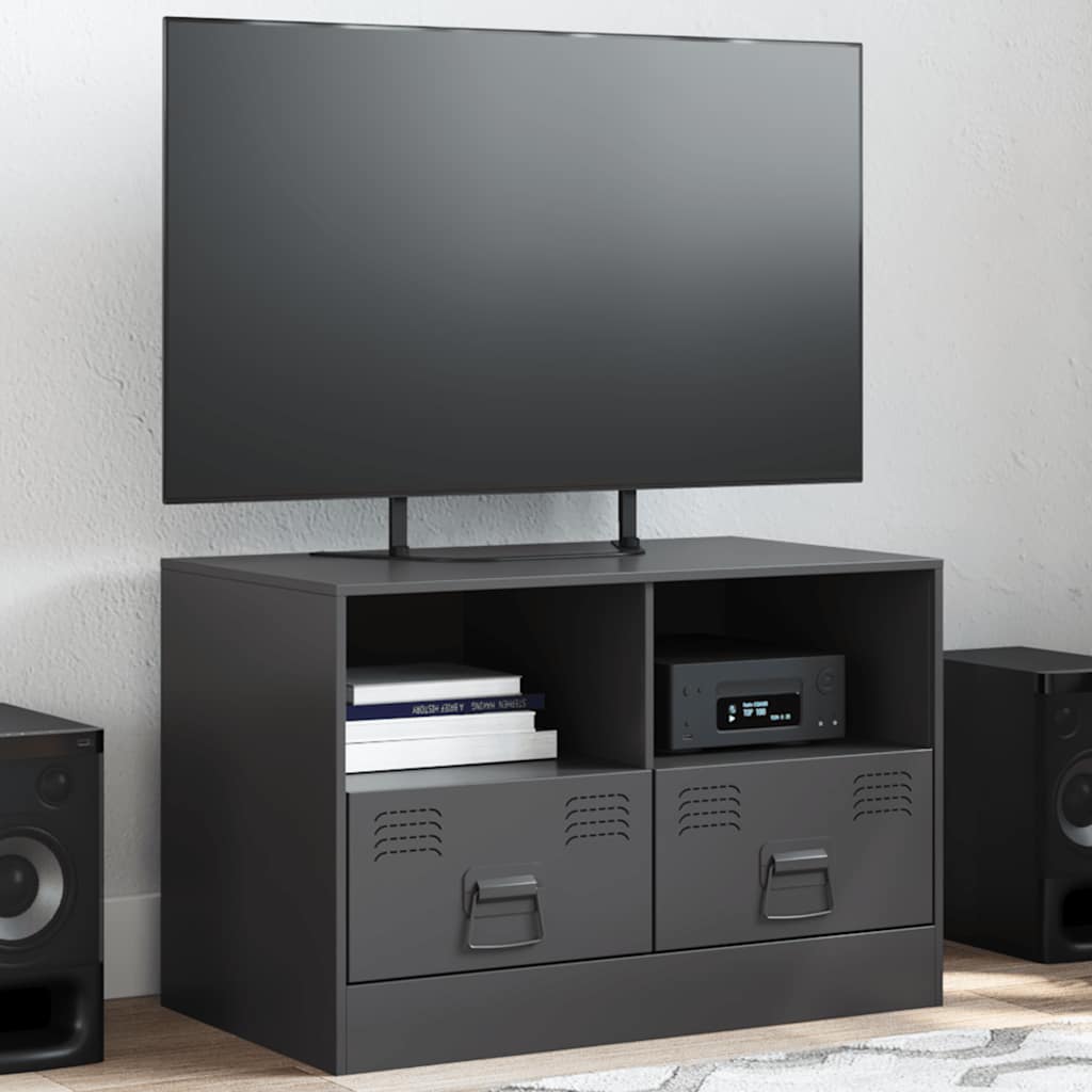Mobili Tv 2 Pz Neri 67X39X44 Cm In Acciaio