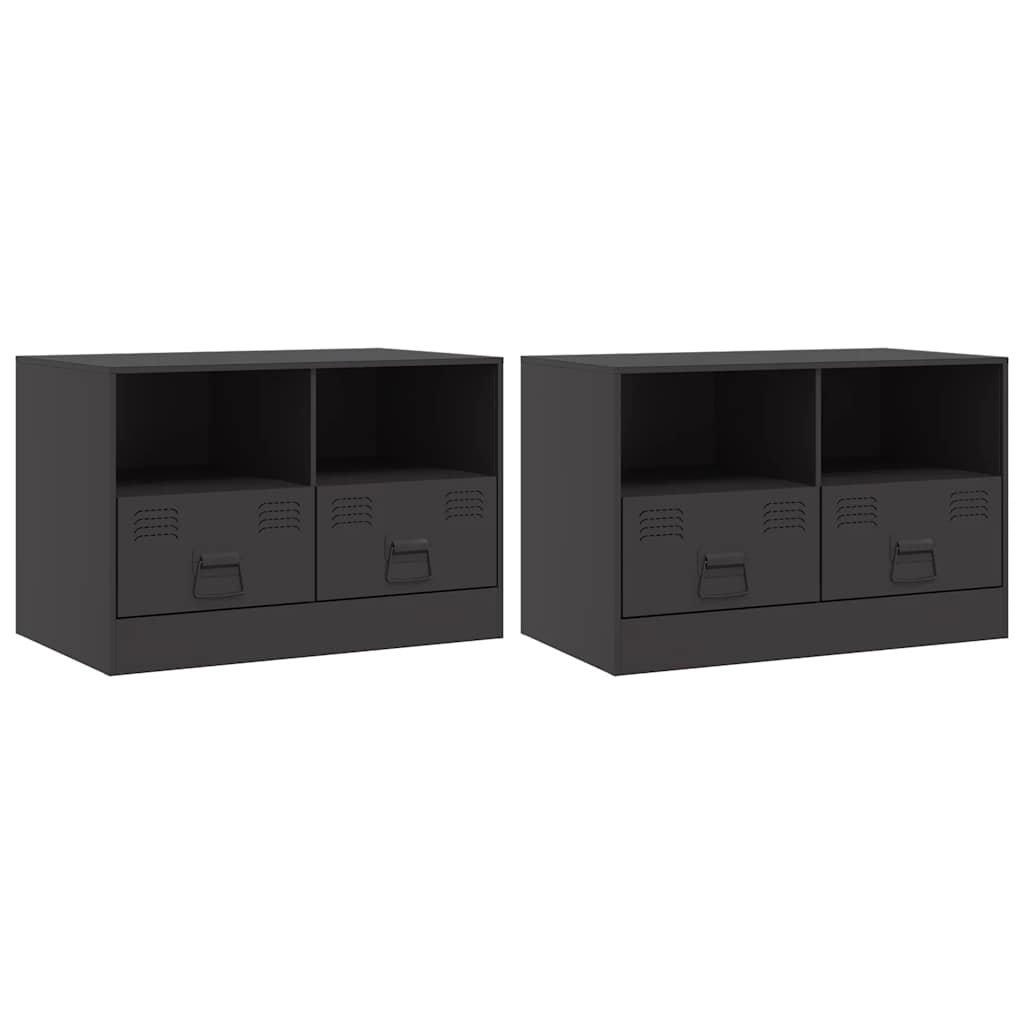 Mobili Tv 2 Pz Neri 67X39X44 Cm In Acciaio