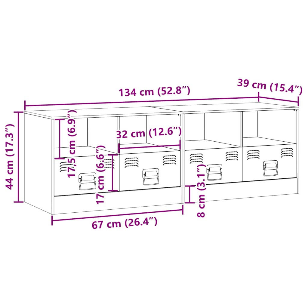 Mobili Tv 2 Pz Neri 67X39X44 Cm In Acciaio