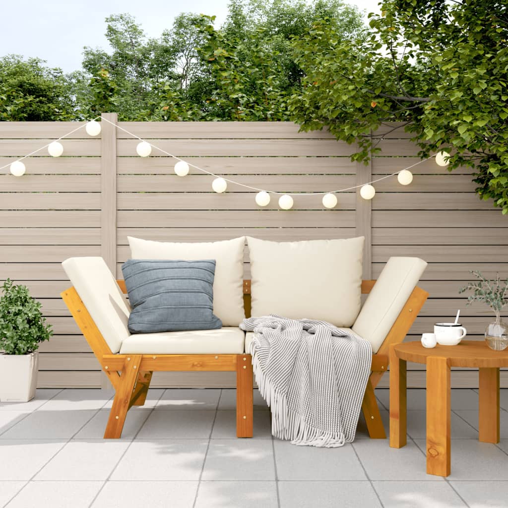 Panca Da Giardino Con Cuscini 2-In-1 In Legno Di Acacia