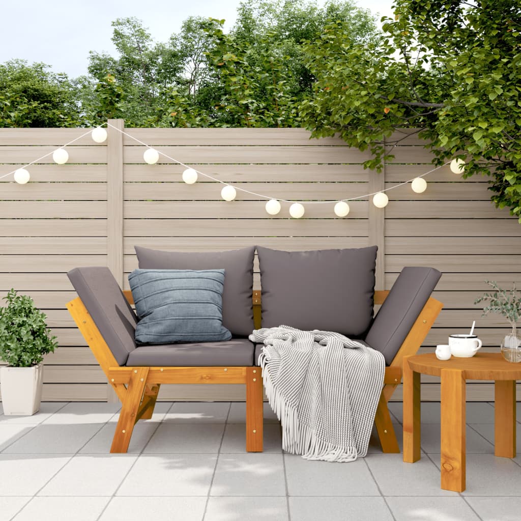 Panca Da Giardino Con Cuscini 2-In-1 In Legno Di Acacia