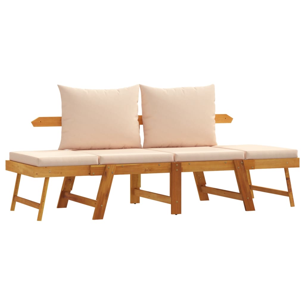 Panca Da Giardino Con Cuscini 2-In-1 In Legno Di Acacia