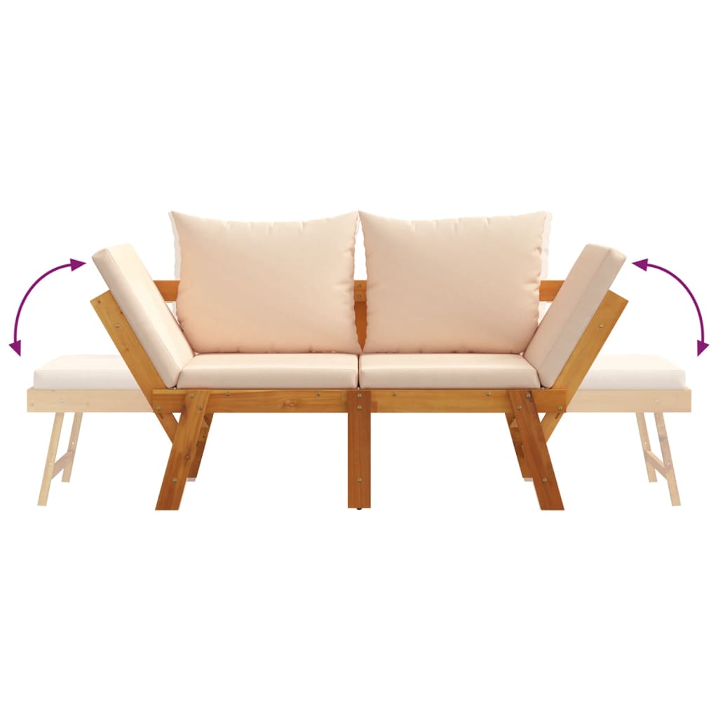 Panca Da Giardino Con Cuscini 2-In-1 In Legno Di Acacia