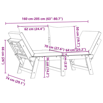 Panca Da Giardino Con Cuscini 2-In-1 In Legno Di Acacia