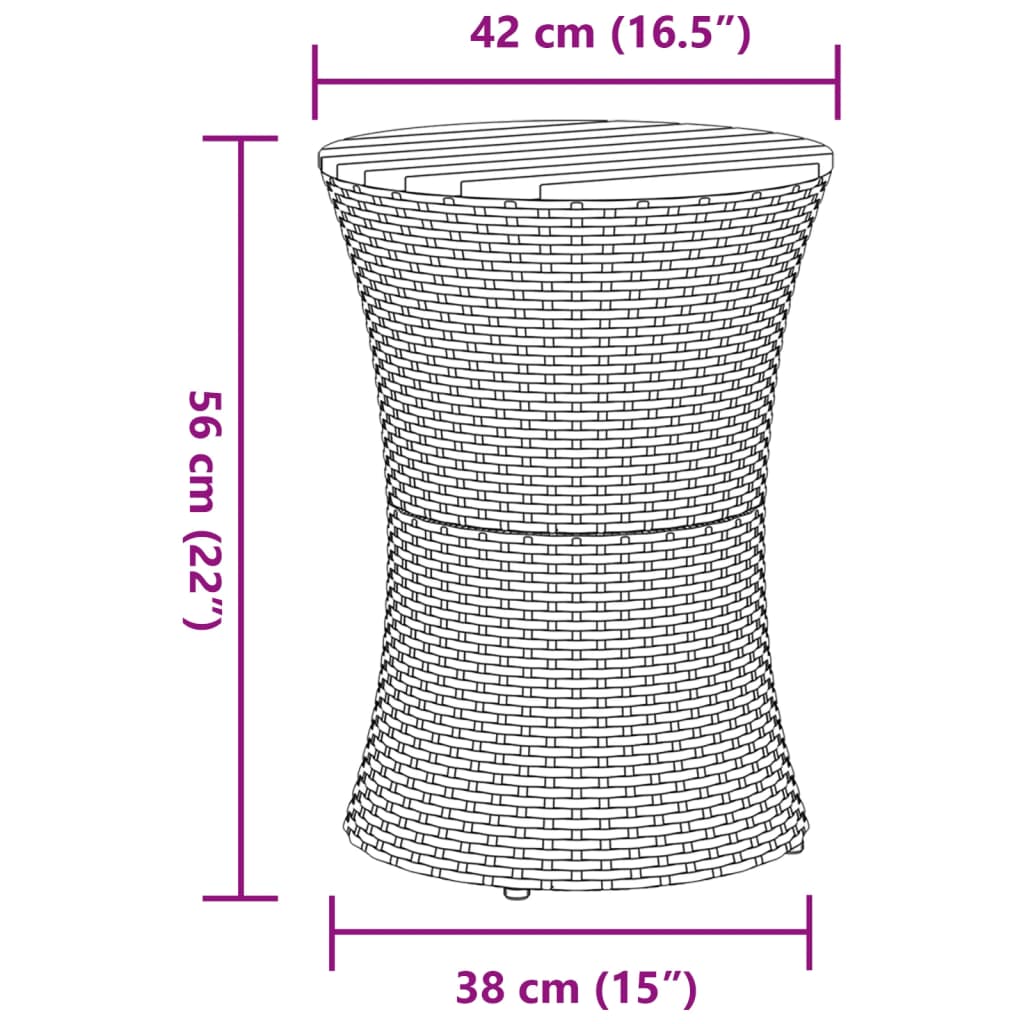 Tavolino Giardino Forma Tamburo Polyrattan Massello