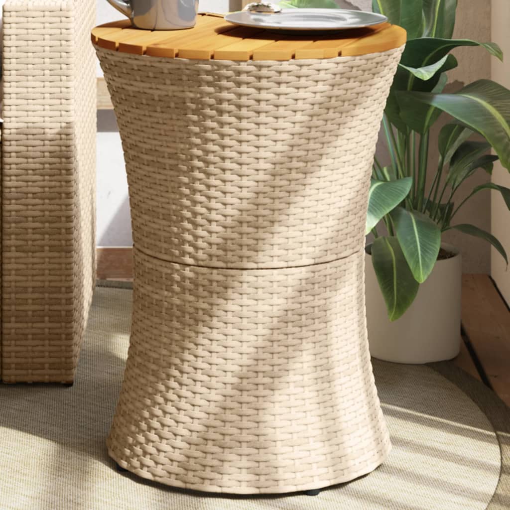 Tavolino Giardino Forma Tamburo Polyrattan Massello