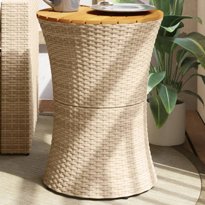 Tavolino Giardino Forma Tamburo Polyrattan Massello