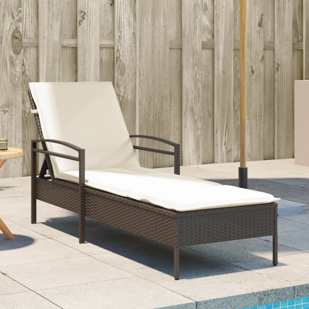 Lettino Prendisole Con Cuscino 63X200X81 Cm Polyrattan