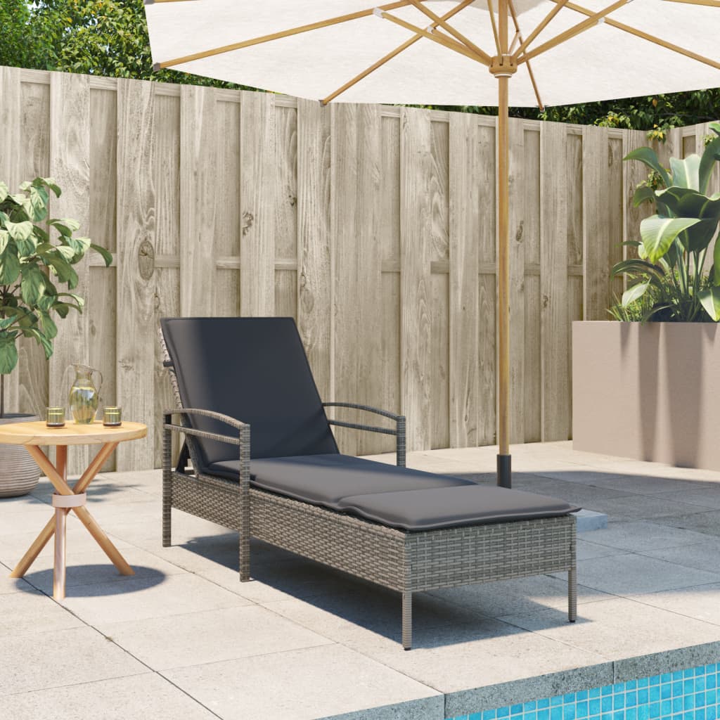 Lettino Prendisole Con Cuscino 63X200X81 Cm Polyrattan