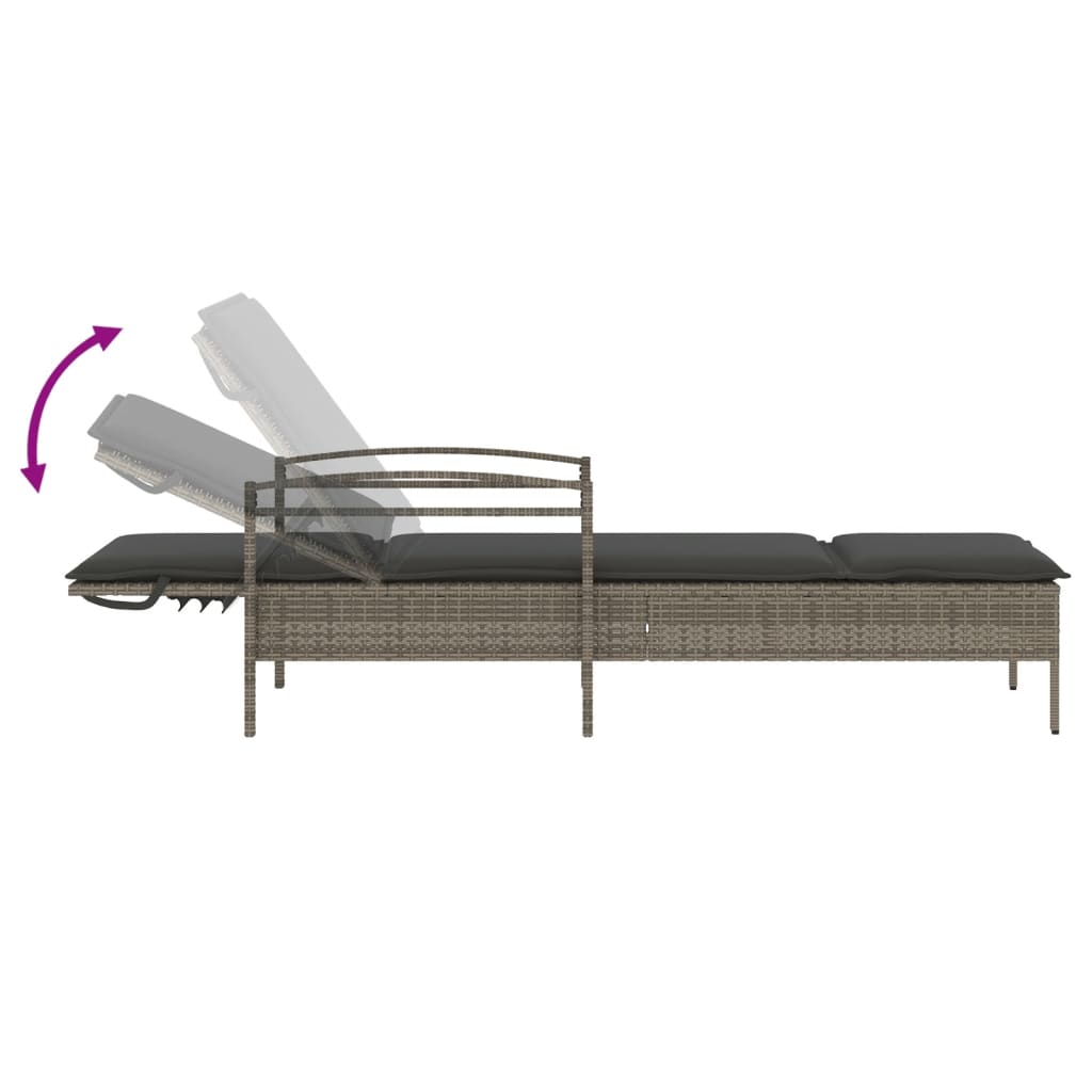 Lettino Prendisole Con Cuscino 63X200X81 Cm Polyrattan