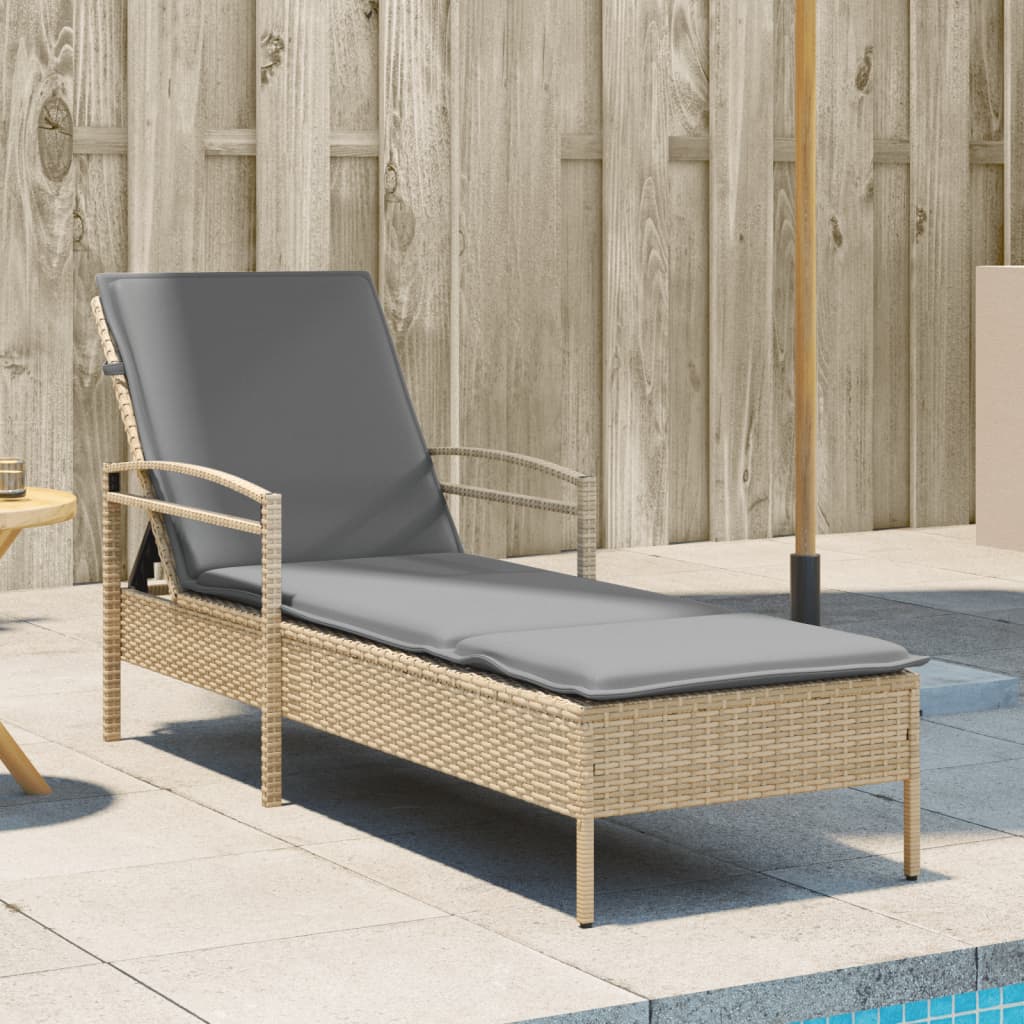 Lettino Prendisole Con Cuscino 63X200X81 Cm Polyrattan