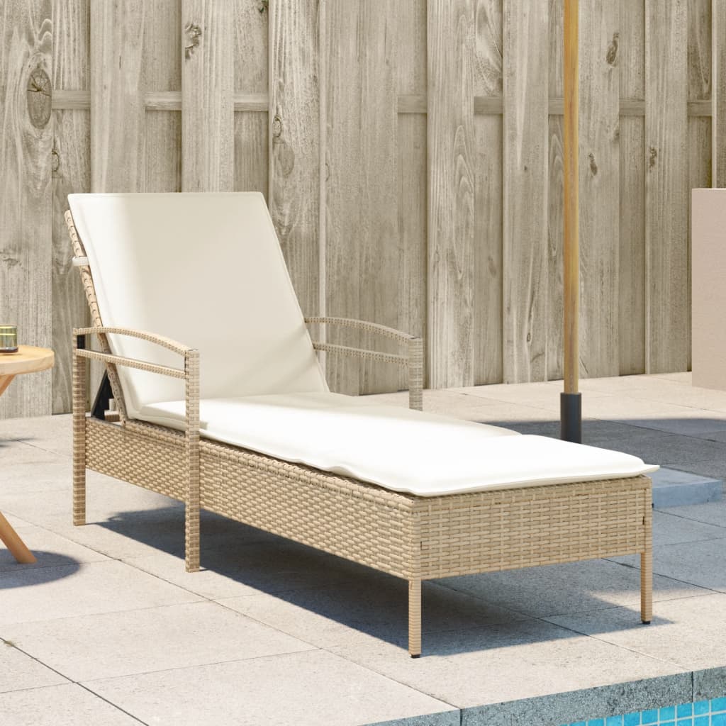 Lettino Prendisole Con Cuscino 63X200X81 Cm Polyrattan