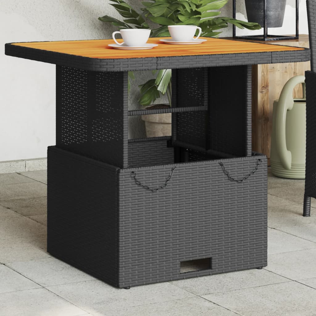 Tavolo Giardino In Polyrattan E Legno Acacia