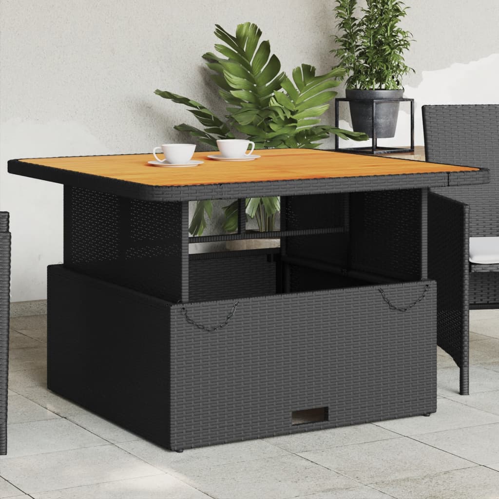 Tavolo Giardino In Polyrattan E Legno Acacia