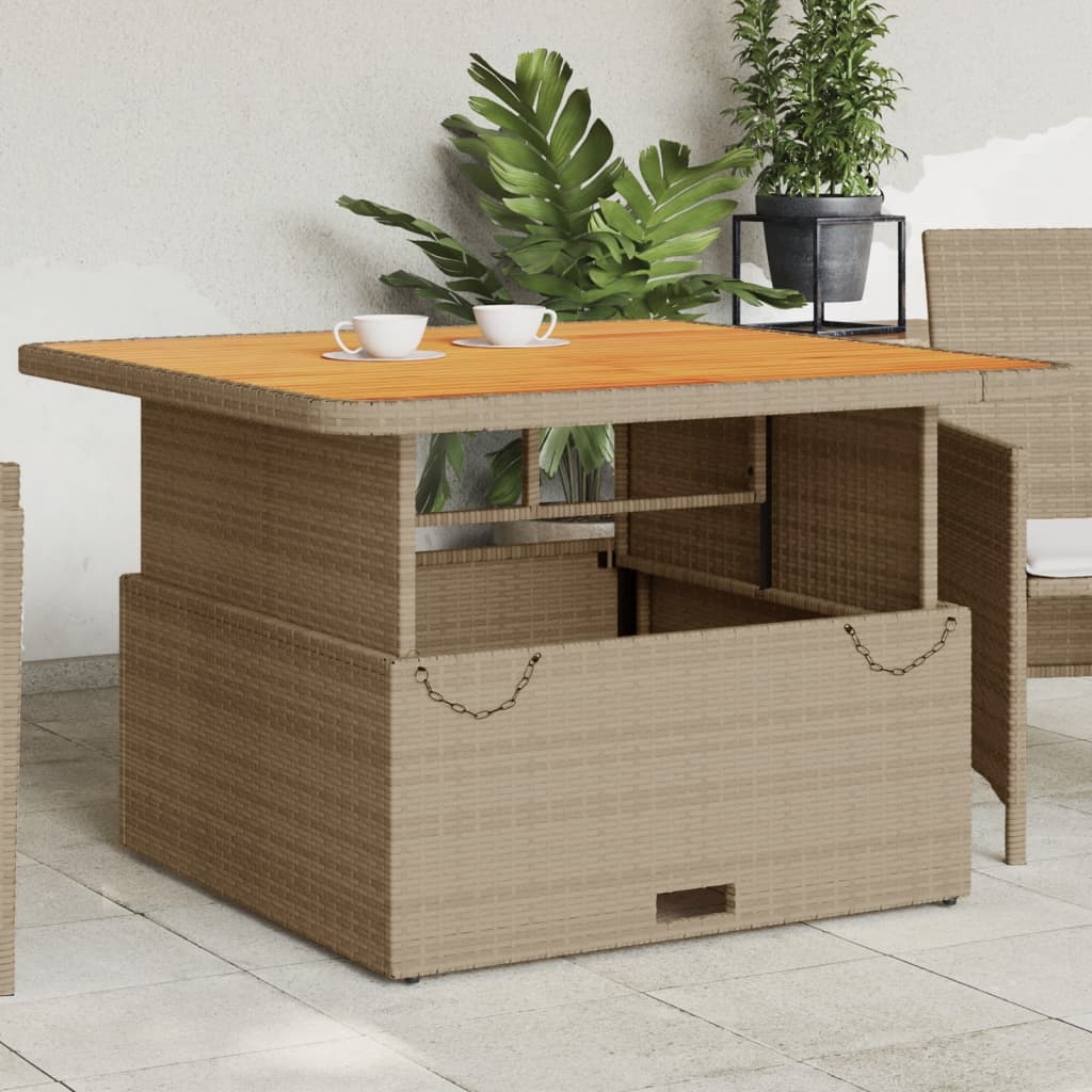 Tavolo Giardino In Polyrattan E Legno Acacia