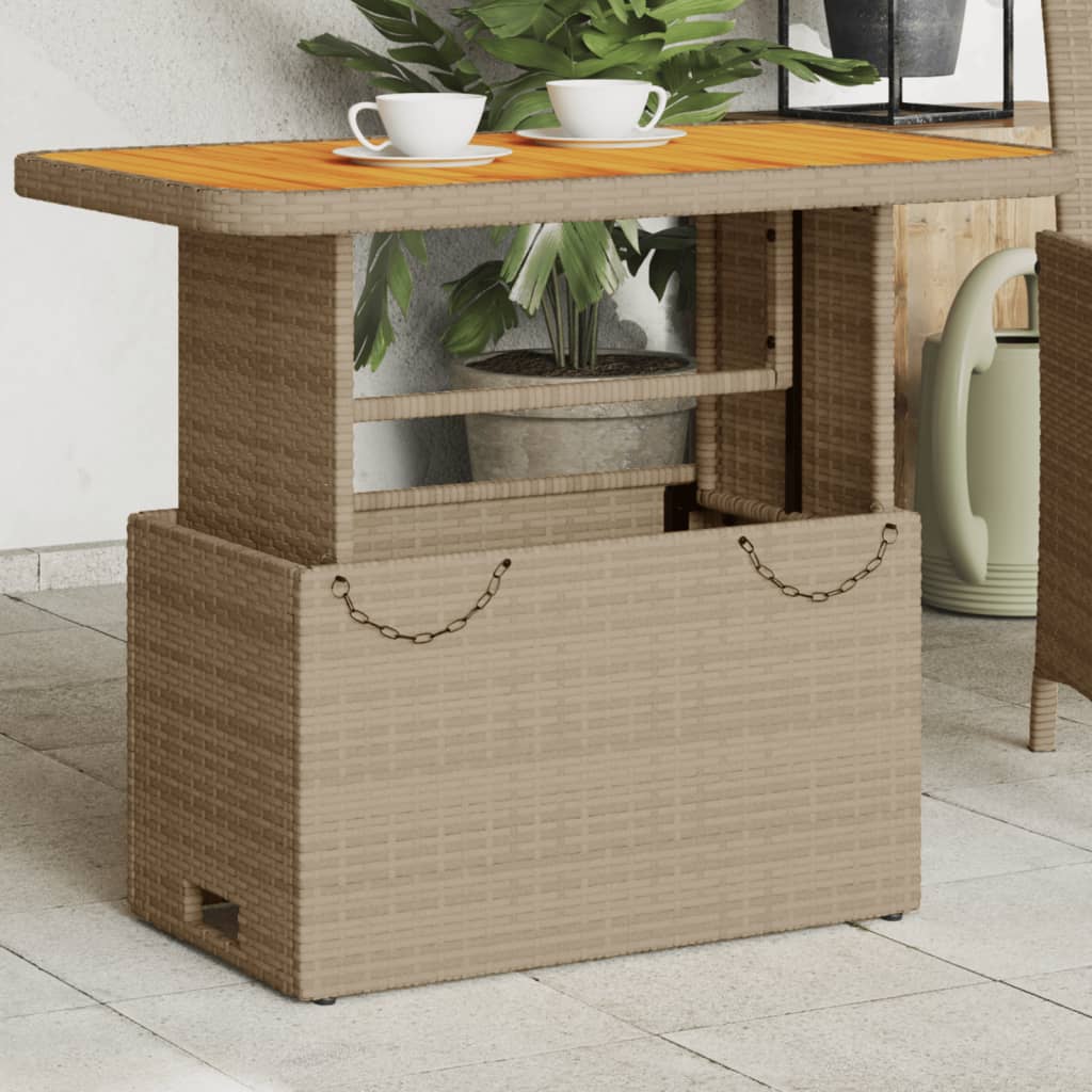 Tavolo Giardino In Polyrattan E Legno Acacia