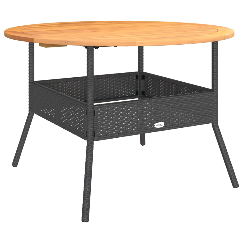 Tavolo Giardino Piano Legno Acacia Ø110X71 Cm Polyrattan