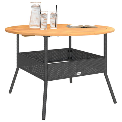 Tavolo Giardino Piano Legno Acacia Ø110X71 Cm Polyrattan