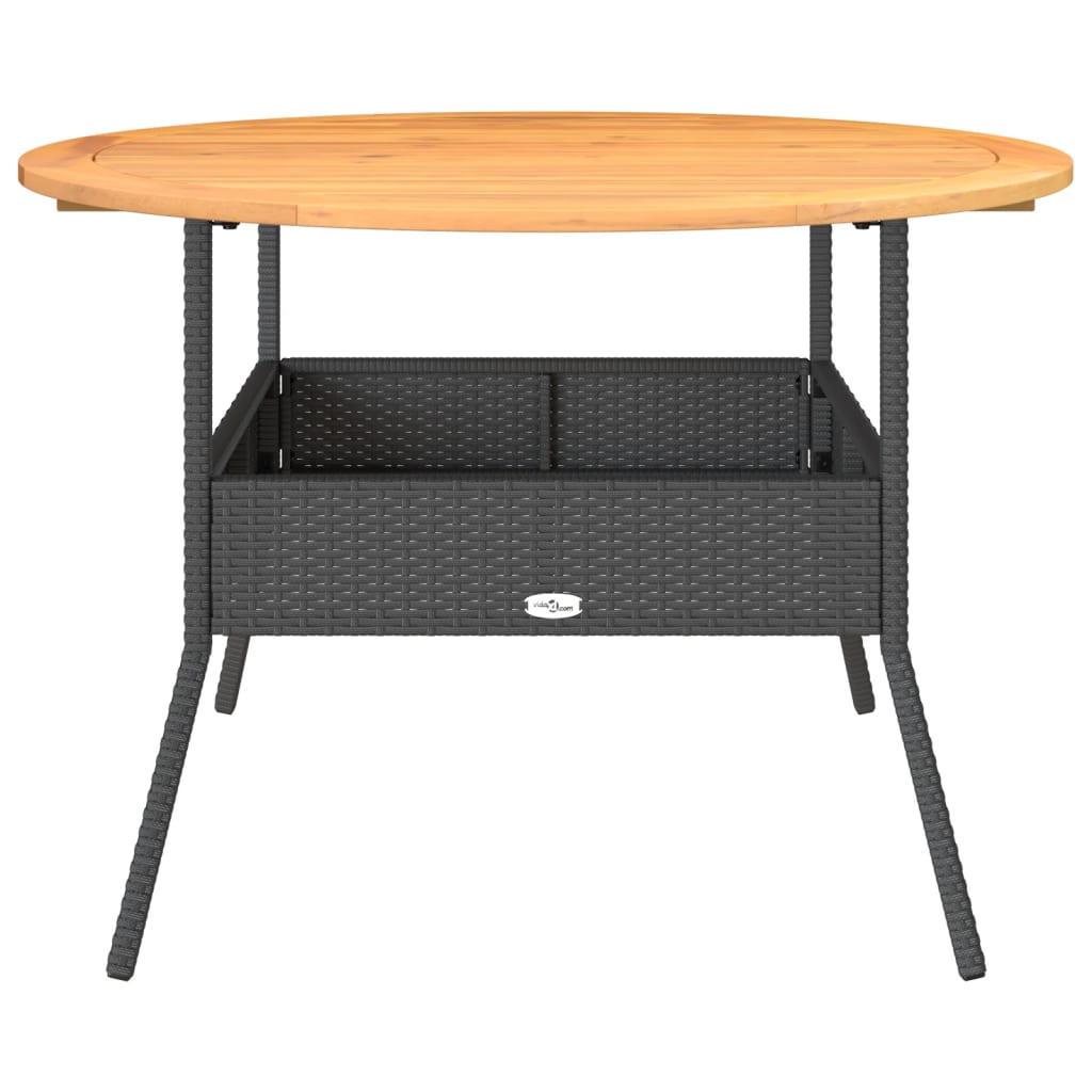 Tavolo Giardino Piano Legno Acacia Ø110X71 Cm Polyrattan