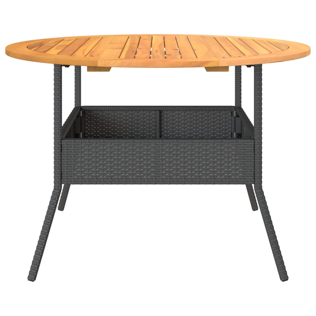 Tavolo Giardino Piano Legno Acacia Ø110X71 Cm Polyrattan