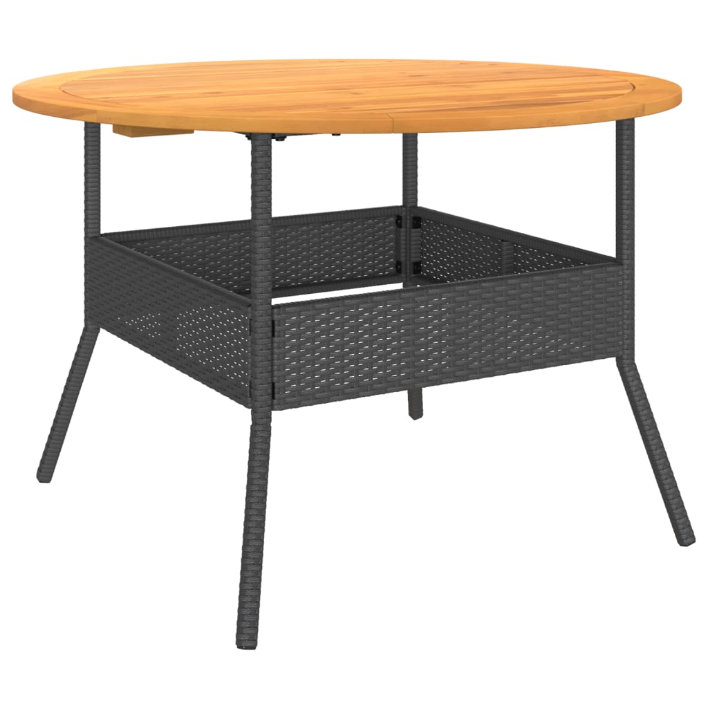 Tavolo Giardino Piano Legno Acacia Ø110X71 Cm Polyrattan
