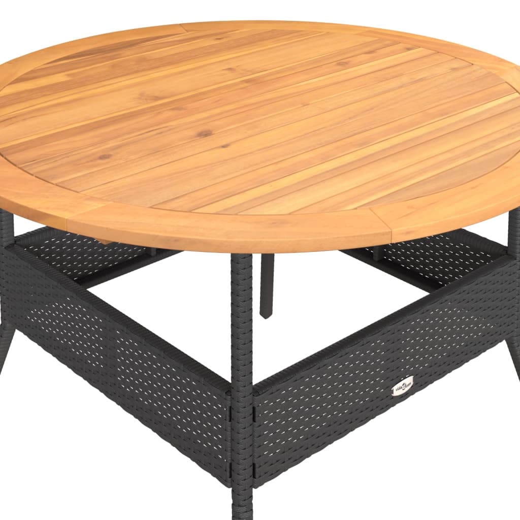 Tavolo Giardino Piano Legno Acacia Ø110X71 Cm Polyrattan