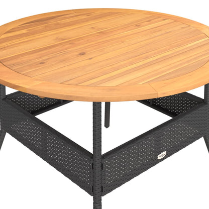 Tavolo Giardino Piano Legno Acacia Ø110X71 Cm Polyrattan