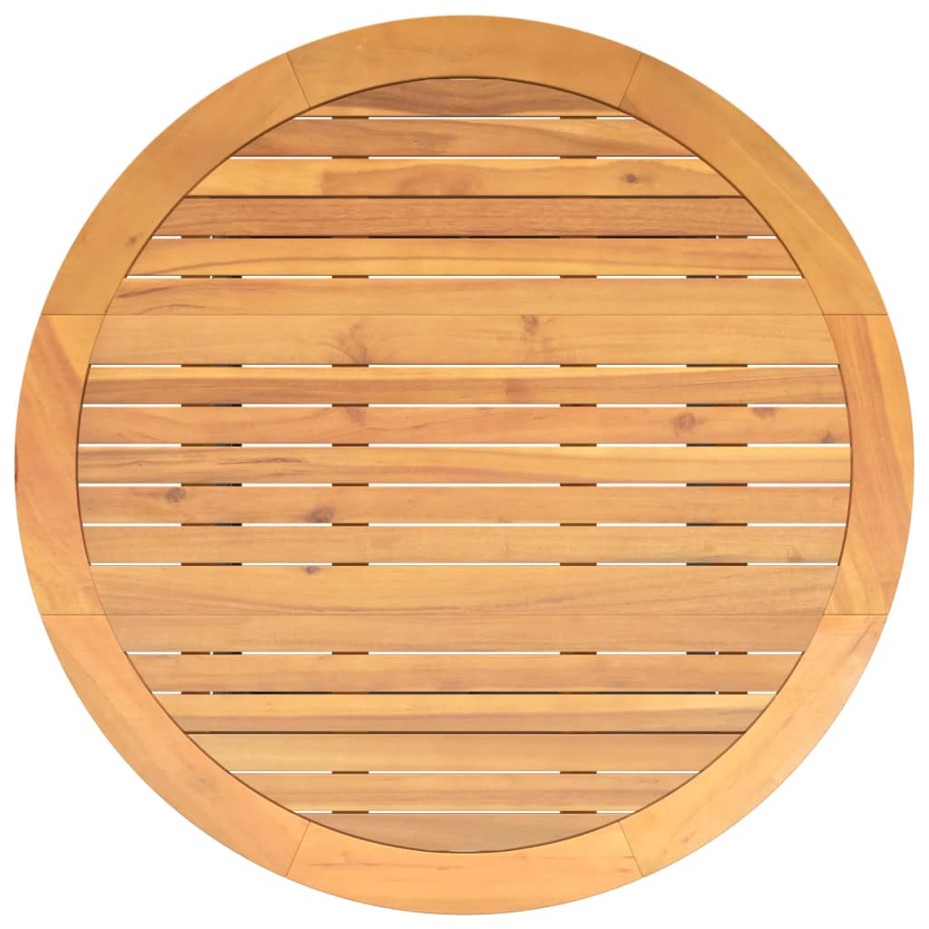 Tavolo Giardino Piano Legno Acacia Ø110X71 Cm Polyrattan