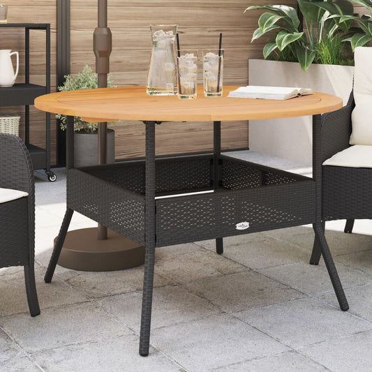 Tavolo Giardino Piano Legno Acacia Ø110X71 Cm Polyrattan