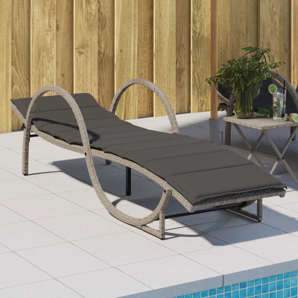 Lettino Prendisole Con Cuscini Beige 60X199X42 Cm Polyrattan