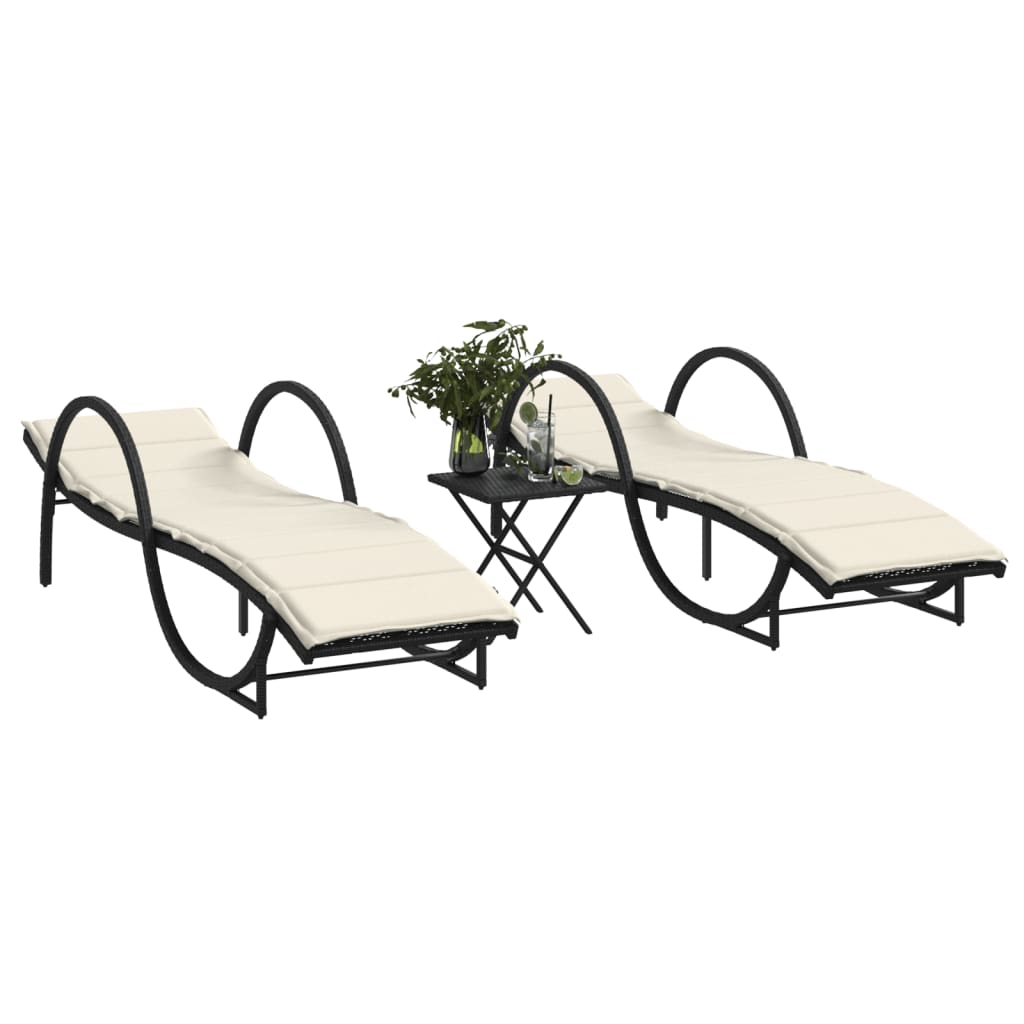 Lettino Prendisole Con Cuscini Beige 60X199X42 Cm Polyrattan