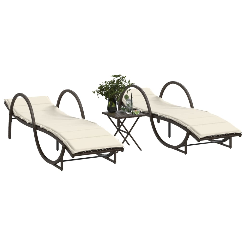 Lettino Prendisole Con Cuscini Beige 60X199X42 Cm Polyrattan