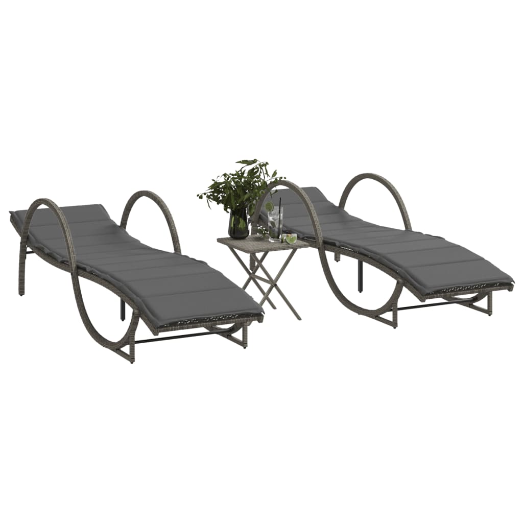 Lettino Prendisole Con Cuscini Beige 60X199X42 Cm Polyrattan