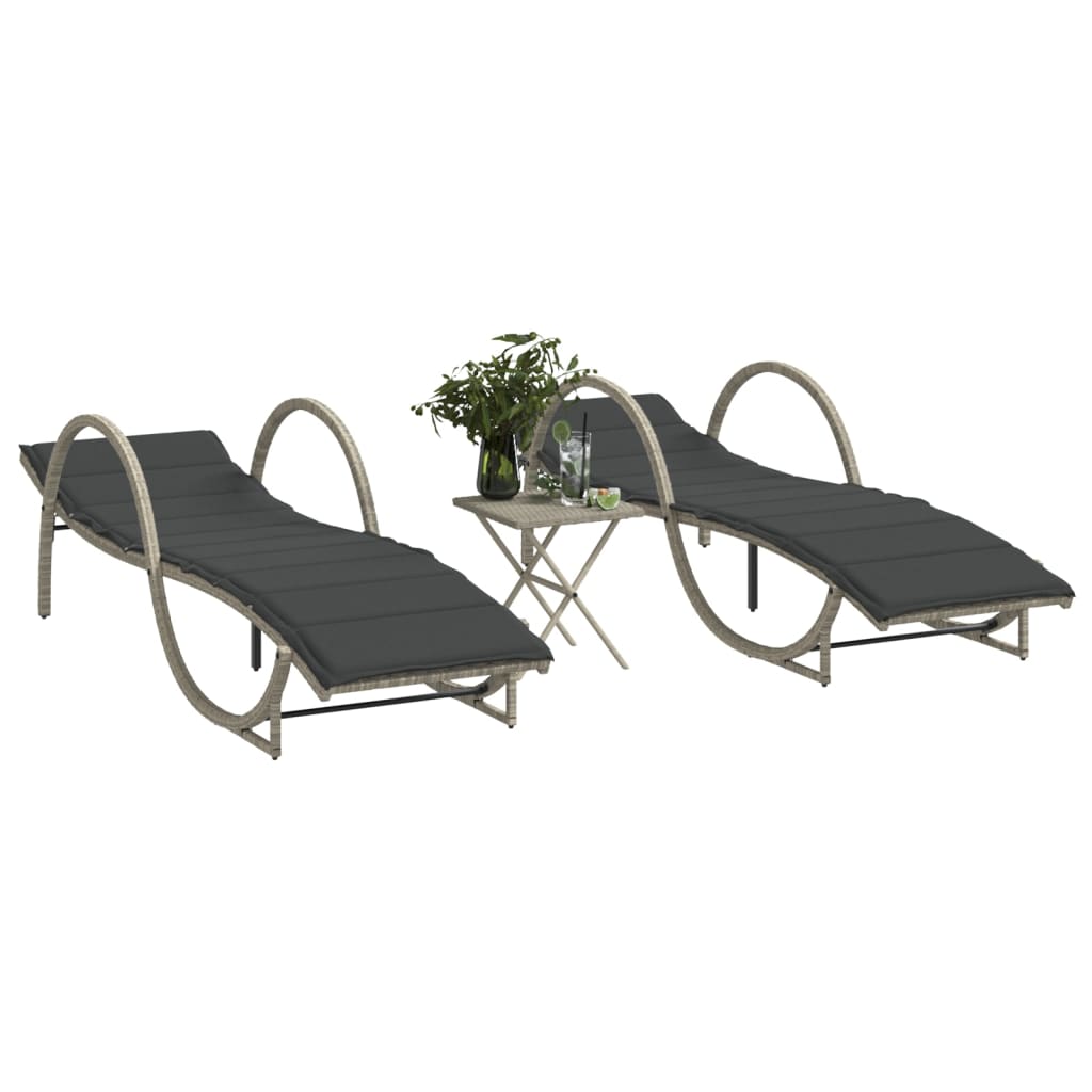Lettino Prendisole Con Cuscini Beige 60X199X42 Cm Polyrattan