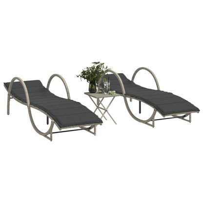 Lettino Prendisole Con Cuscini Beige 60X199X42 Cm Polyrattan