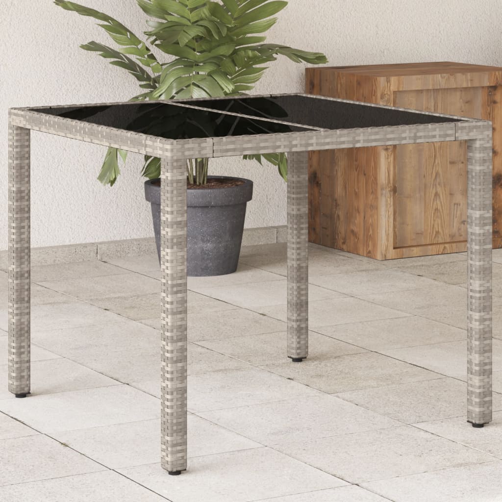 Tavolo Giardino Con Piano Vetro 90X90X75 Cm Polyrattan