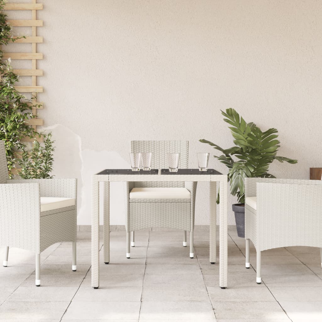 Tavolo Giardino Con Piano Vetro 90X90X75 Cm Polyrattan