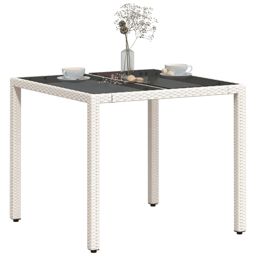 Tavolo Giardino Con Piano Vetro 90X90X75 Cm Polyrattan